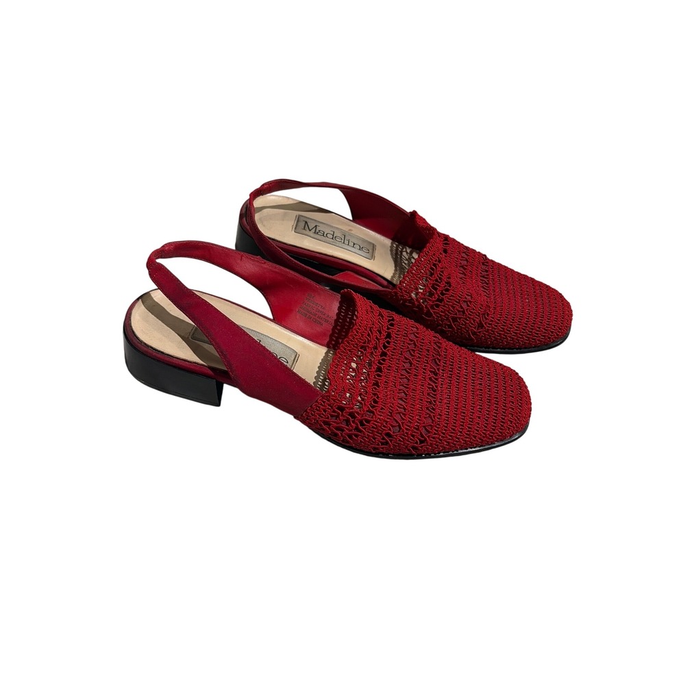 Slingback Heels Crochet Vintage Madeline Women 9 Red Woven Block Heel Vendetta